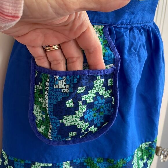 Vtg mid Century kitschy blue & green apron - Picture 2 of 5